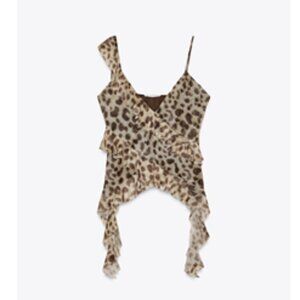 ZARA PRINTED TULLE RUFFLE TOP